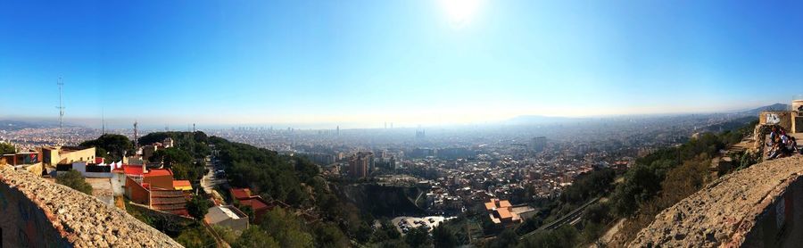 High angle view of city against clear sky