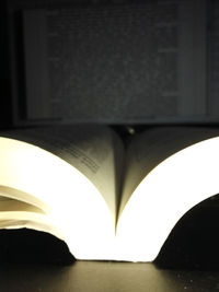 Close-up of open book on table