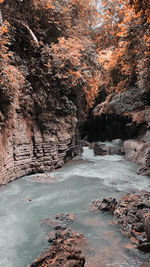 View of river flowing through rocks