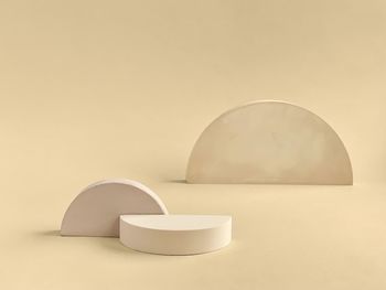 Concrete props for product photography, geometric shape podium in beige