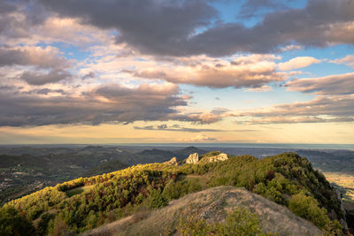 Scenic view of landscape against sky during sunset