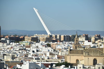 Cityscape against clear sky