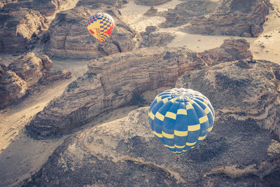 Low angle view of hot air balloons