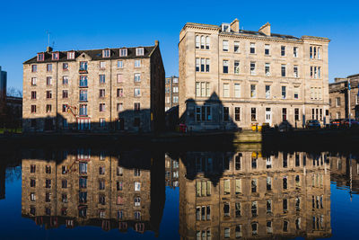 Reflection of buildings in lake