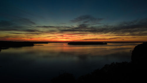 Scenic view of sea against sky at sunset