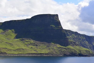 Scenic view of mountain against cloudy sky