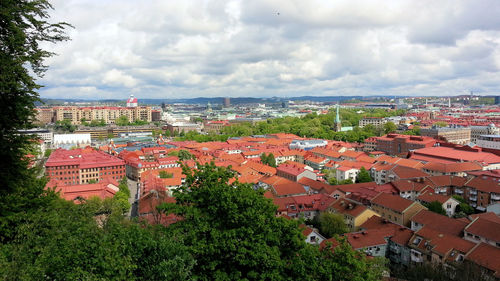 High angle view of townscape against sky