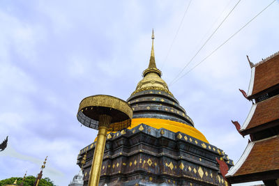 Low angle view of pagoda against sky