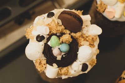 High angle view of cake
