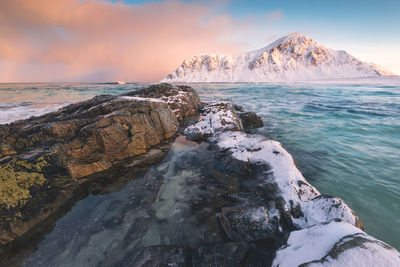 Scenic view of sea against sky during sunset