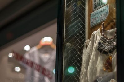 Close-up of reflection on mirror