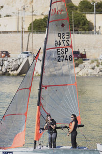 People on boat in sea