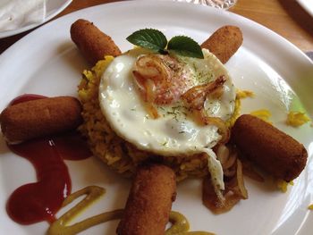 Close-up of meal served in plate