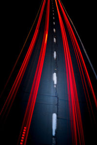 Light trails on road at night