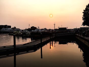 Scenic view of river against sky during sunset