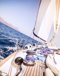 Low angle view of boat in sea