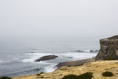 Scenic view of sea against clear sky