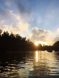 View of lake at sunset