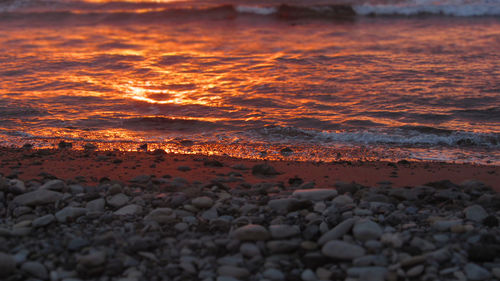 Scenic view of sea at sunset