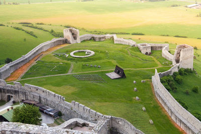 High angle view of old ruins