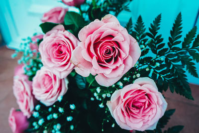 Close-up of pink rose bouquet