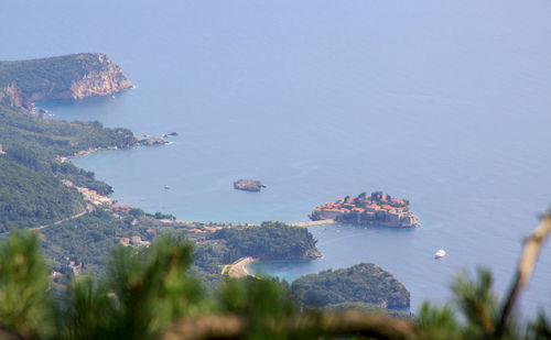 High angle view of bay and rocks