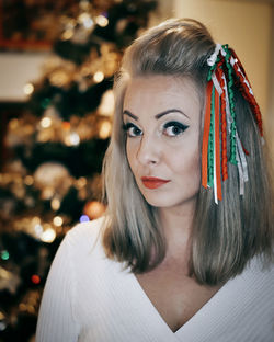 Portrait of woman at christmas