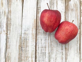High angle view of apple on table