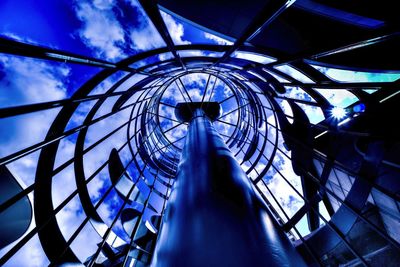 Low angle view of built structure against blue sky