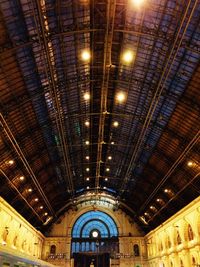 Low angle view of illuminated ceiling