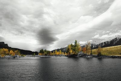 Scenic view of lake against sky