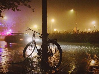 Street light parked at night