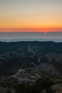 Aerial view of sea and mountains