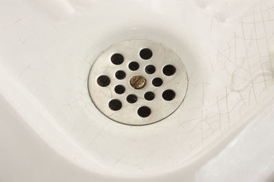 High angle view of sink in bathroom