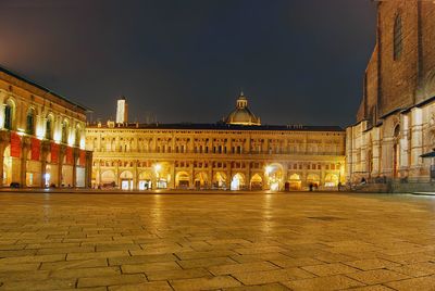 Illuminated buildings at night