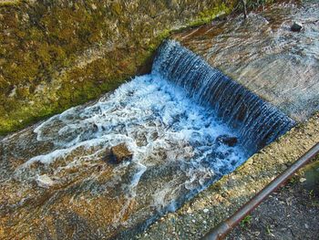 Water flowing through rocks