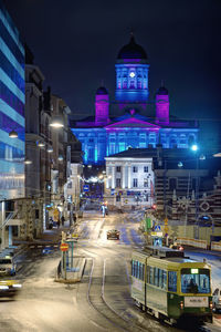 Cars on road at night