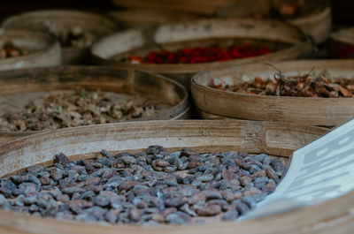 High angle view of food for sale at market stall