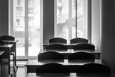 Chairs and table in classroom