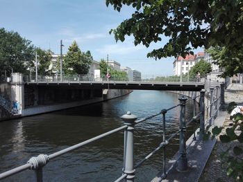 Bridge over water against sky