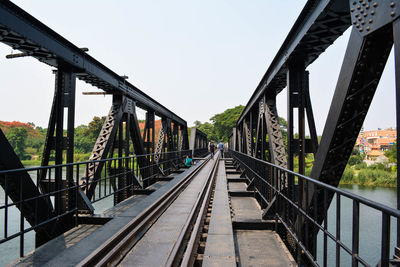 Railway bridge against clear sky