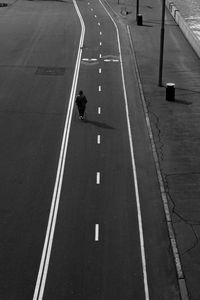 High angle view of person on road