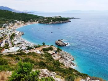 High angle view of sea against sky