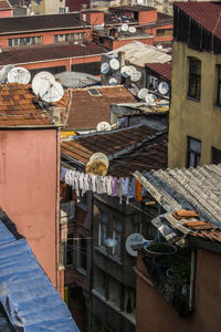 High angle view of buildings in city