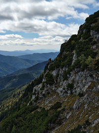 View of the surrounding hills from the rax mountain range in austria