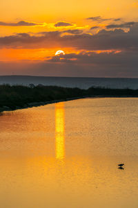 Scenic view of sea at sunset