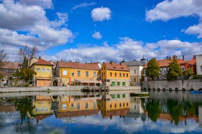 Reflection of buildings in lake