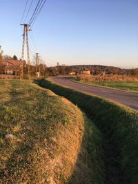 Scenic view of field against clear sky