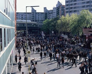 Crowd at market in city