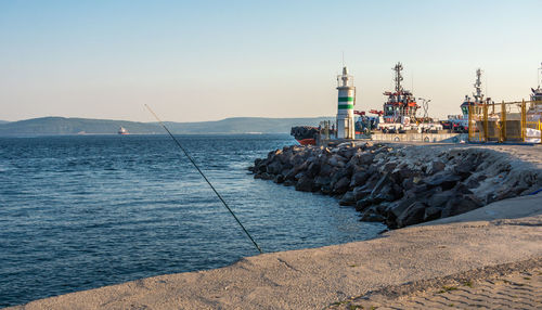 Scenic view of sea against clear sky